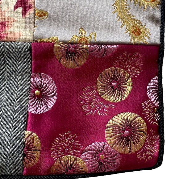 NIZNIK New York Bag Boutique Designer Handbag Fabric Patchwork Clutch Brooch - Picture 7 of 12